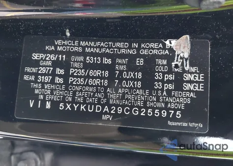 2012 Kia Sorento Ex V6 from USA, damaged, VIN 5XYKUDA29CG255975